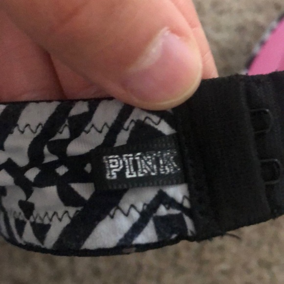 PINK Black and White Lightly Lined Bra - Picture 3 of 4